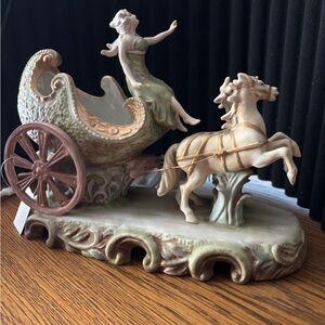 1940’s ANDREA S Hand Painted Ceramic Bisque Chariot made in Occupied Japan
